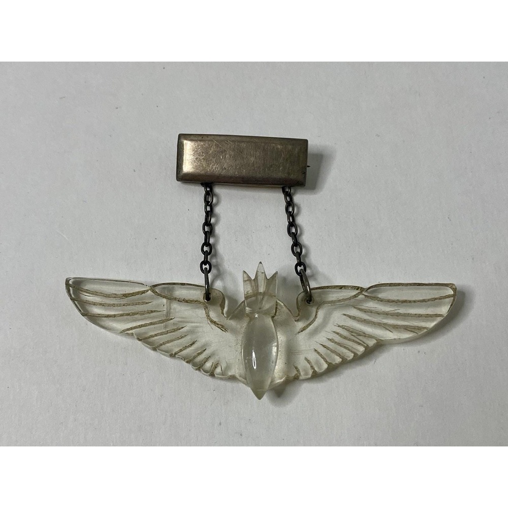 WWII Sweetheart Pin Wings Sterling And Clear Acrylic